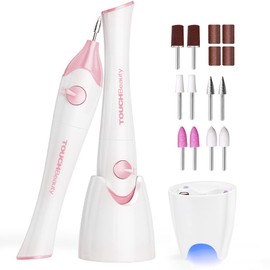 TOUCHBeauty Electric Nail Cutter, 5-in-1 Electric Nail File Wireless Manicure Pedicure Set with Holder and UV LED Nail Dryer for Home and Salon AG-1335R (Pink)