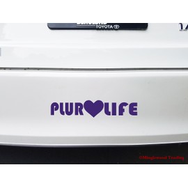 PLUR LIFE 10" x 2" - V1 - Vinyl Decal Bumper Sticker - Peace Love Unity Respect - EDM Heart - - SOFT PINK