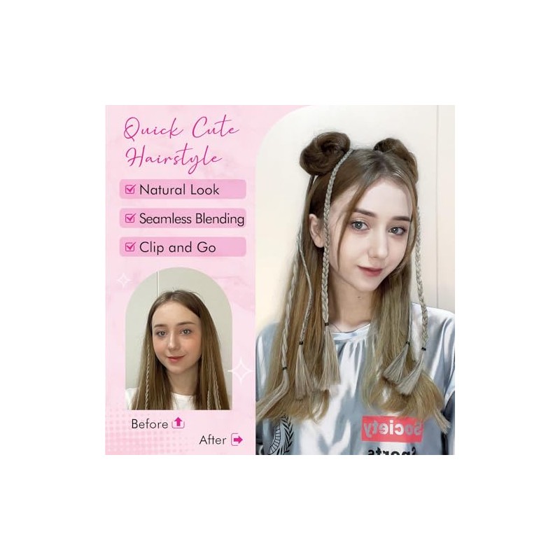 REECHO 2 Mini Extensiones De Cabello Con Clip Para Moño,