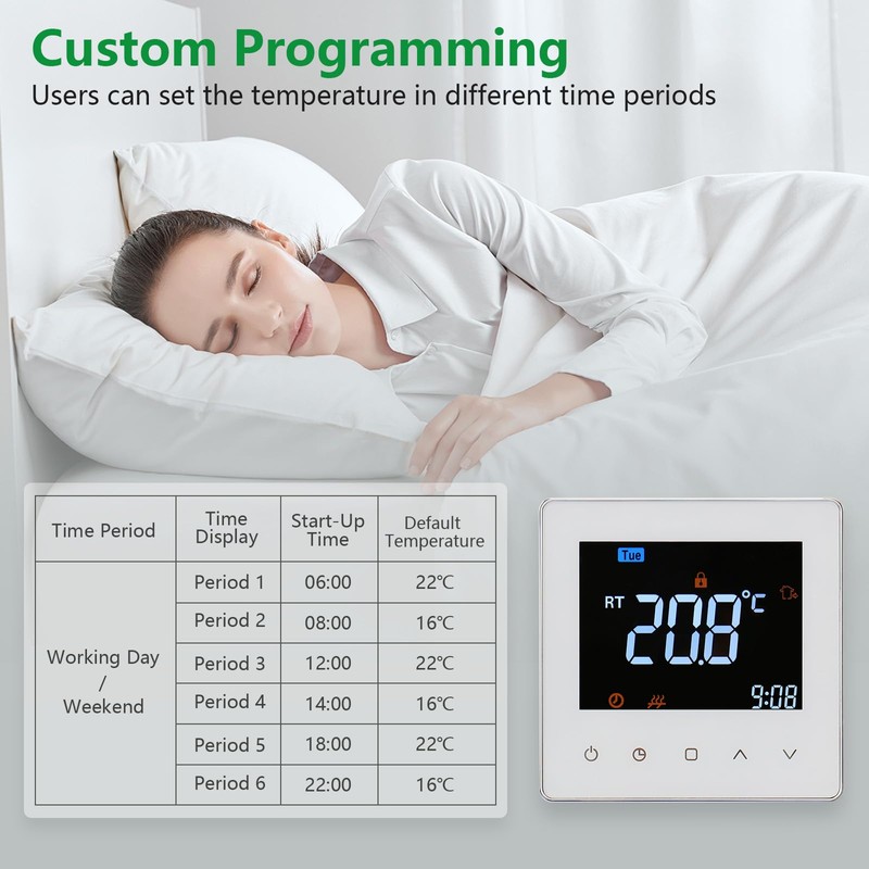Wengart 24V Digital Thermostat WG538,Indoor Thermostatic Control,Weekly Programming,Colorful Display Suitable