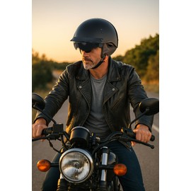 DOT Approved Half Helmet Motorcycle – Low Profile Lightweight Cruiser Helmet for Men & Women with Visor – Retro, Vintage, DOT Approved – Meets or exceeds FMVSS 218 Standards