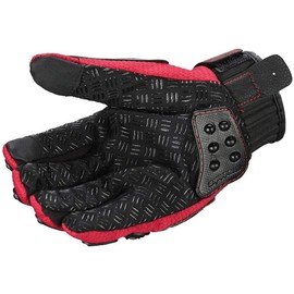 JIEKAI Outdoor Glove Steel Knuckle Motorcycle Motorbike Powersports Racing Textile Safety Gloves (L, Red)