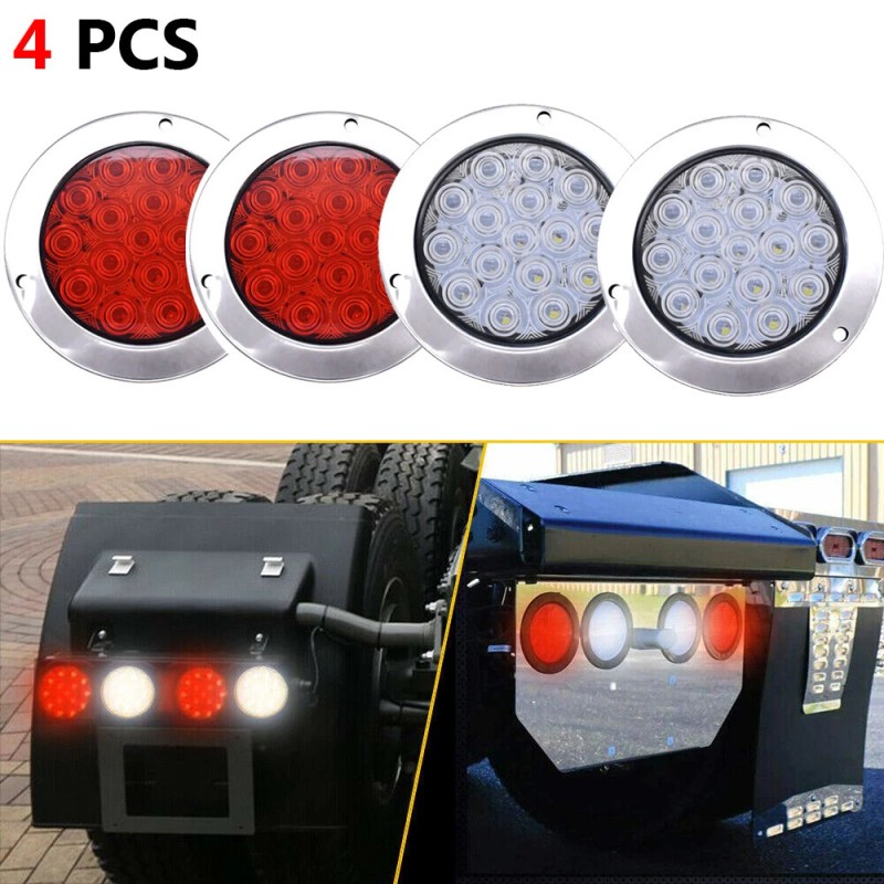 4x 4-inch 16LED Round Truck Tail Stop Turn Brake Lights