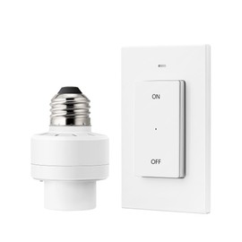 DEWENWILS Remote Control Light Socket, Wireless Light Switch for Pull Chain Light Lamp Fixtures, 100FT Range, No Wiring Needed, ETL Listed(1 Wall Mounted Controller+1 Bulb Base, Shorter Version)