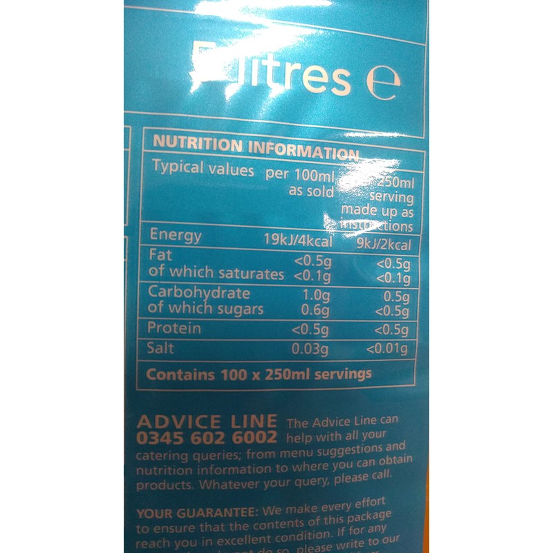 Chefs Larder Orange Squash No Added Sugar 1 x 5litre