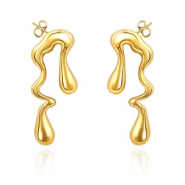 Gold Geometric Earrings Teardrop Earrings Gold Studs Earrings Stainless Steel Earrings Gold Drop Earrings Hypoallergenic Earrings Gold Dangle Earrings Jewelry Gifts for Women