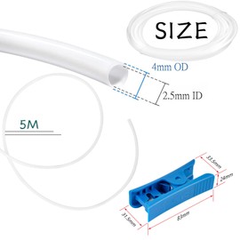 SUpoetry 5M PTFE Hose 2.5 mm ID × 4 mm OD, PTFE Hose with Cutter, for Bambu Lab A1/A1 mini/P1P/P1S/X1C for Creality K1/K1 Max for Ender 3 V3