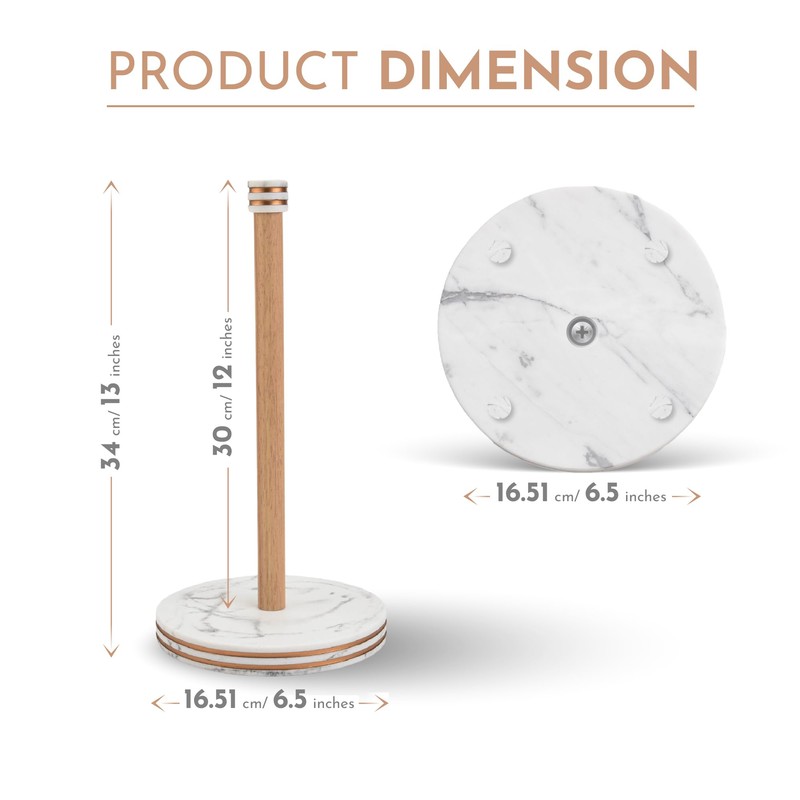 Saddet Stylish White Marble Paper Towel Holder Countertop Kitchen with