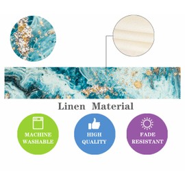 Marble Table Runner 72 Inches Long Ocean Golden Marble Texture Table Runner Dresser Scarves Rustic Burlap Table Decor for Kitchen Wedding Dining Room Farmhouse Indoor Outdoor Home Party