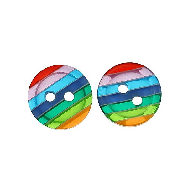 Simply Craft Store UK Pack of 10 Rainbow Resin 2 Hole 12mm Sewing Button, Knitting Crochet Crafting