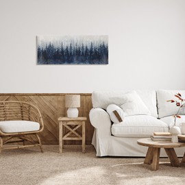 Stupell Industries Rustic Blue Forest Tree Line Fir Woodland Canvas Wall Art, 40x17