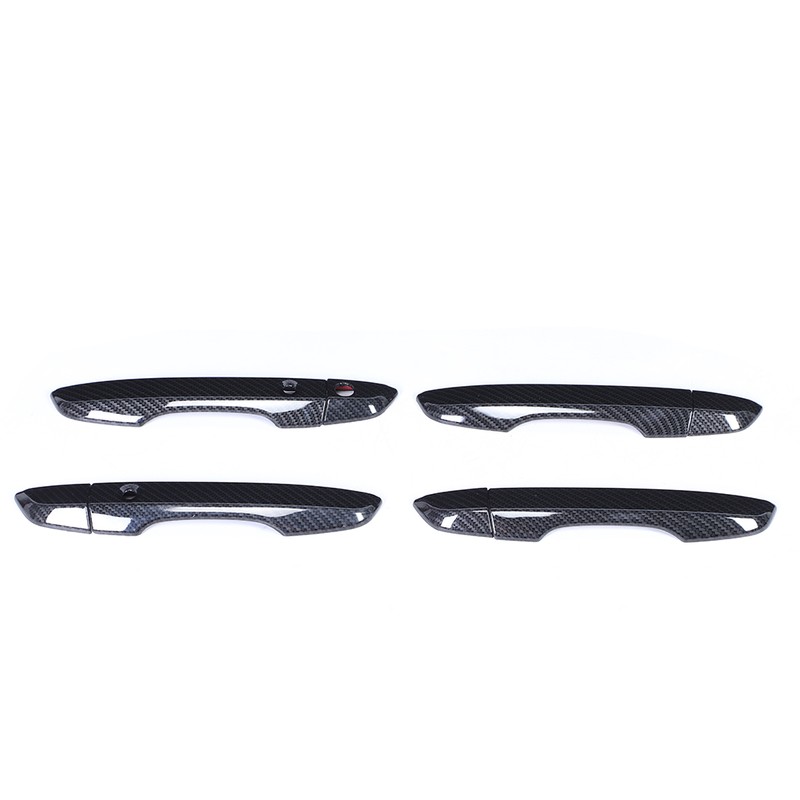 8pcs Smart Exterior Door Handle Cover Trim Carbon Fiber Style