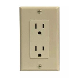 RiteAV 15A Duplex Receptacle Wall Outlet Plate 1 Gang Decorative Light Almond