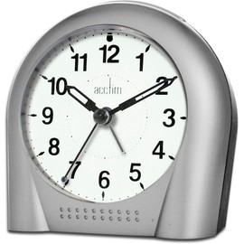 Acctim Sweeper Analogue Alarm Clock Non Ticking Sweep Smartlite® Quartz Silver