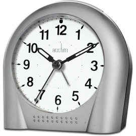 Acctim Sweeper Analogue Alarm Clock Non Ticking Sweep Smartlite® Quartz Silver