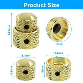 Jiozermi 2 Pcs Guitar Gold Dual Concentric Control Knobs Stacked Knobs with Allen Keys Screws for Electric Guitar Bass