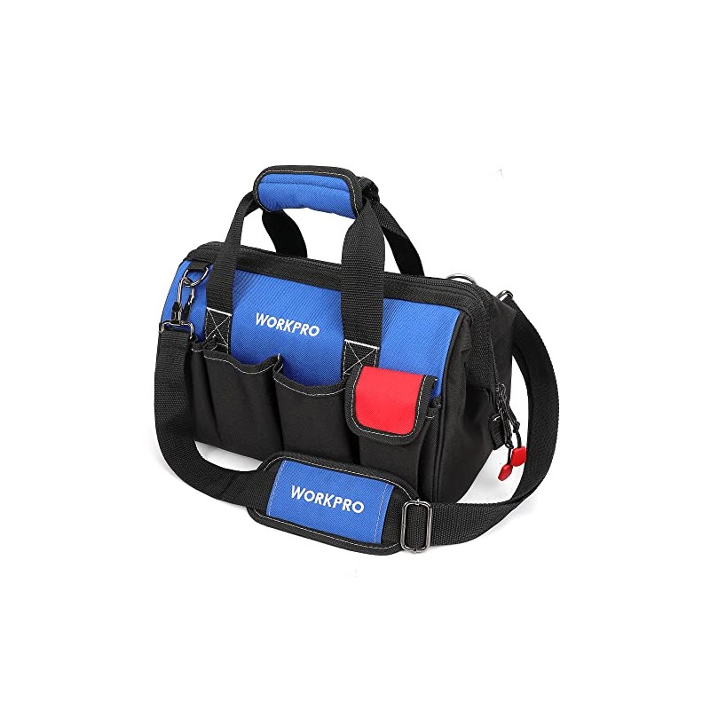 WORKPRO 14-inch Tool Bag, Multi-pocket Tool Organizer with Adjustable Shoulder