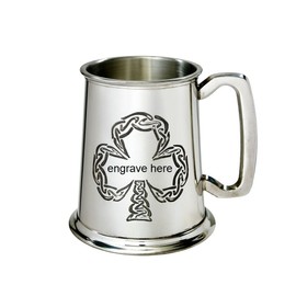Shamrock Pewter Tankard (with Engraving, 1 Pint)
