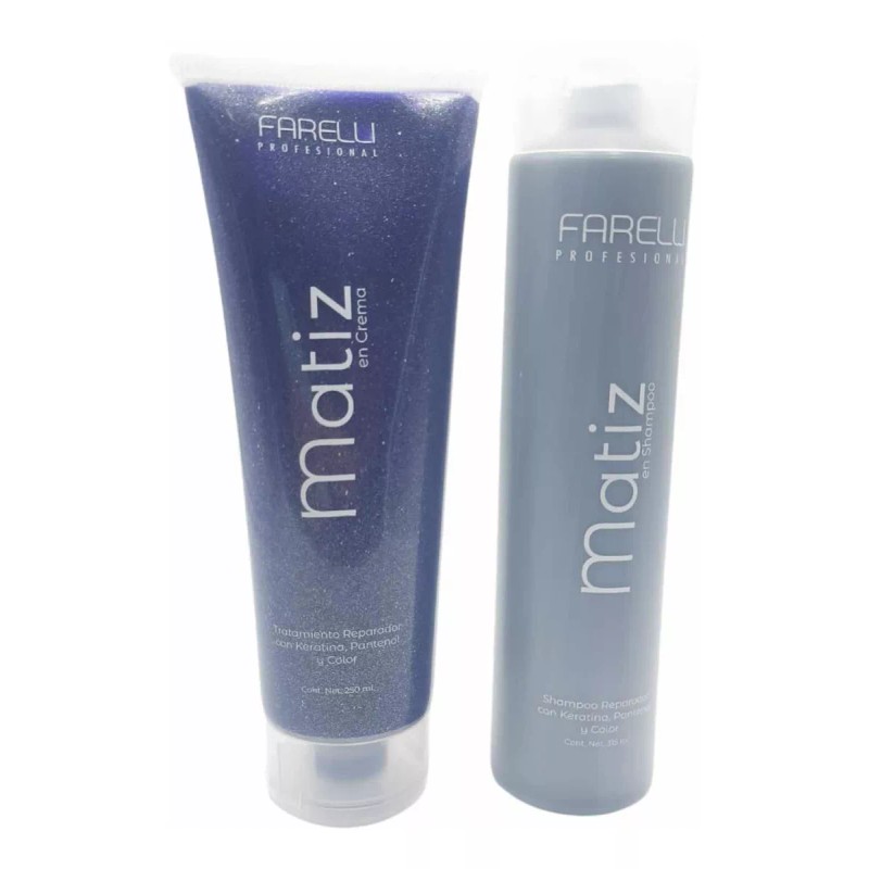 Farelli Kit Shampoo Y Crema Matizador Con Color Keratina Farelli