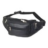 RAS Unisex Black Leather Large Travel Money Pouch Waist Bum