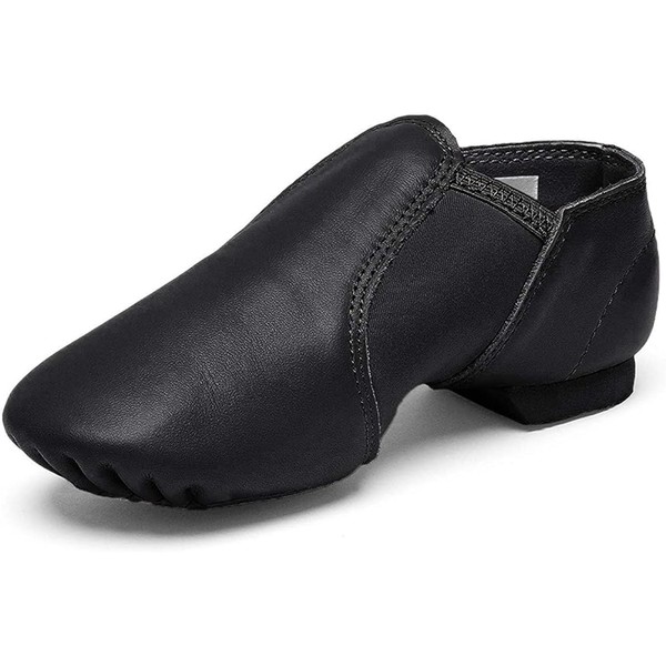 Stelle Jazz Shoes for Girls Boys Leather Unisex Slip-On Dance Shoes (Toddler/Little Kid/Big Kid)(Black,12ML)