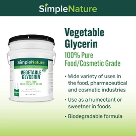 SimpleNature 100% Pure Vegetable Glycerin - 5 Gallon with Easy-Pour Spout - Natural Pure Food/Cosmetic Grade for Skincare, Haircare, Cosmetics, Soapmaking, Crafts - Softening & Moisturizing Humectant