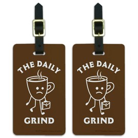 The Daily Grind Coffee Work Funny Humor Luggage ID Tags Cards Set of 2