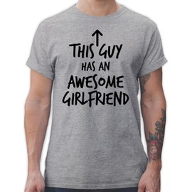 Shirtracer - Men's T-Shirt - Valentine's Day - This Guy Has an Awesome Girlfriend - Gift Boyfriend Christmas Gift for Him Boyfriend Gift, 1 grey mottled