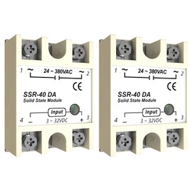 MAKERELE 2PCS SSR-40DA Input 3-32V DC to Output 24-380V AC 40A Single Phase Solid State Relay Module ，Solid State Relay 40A