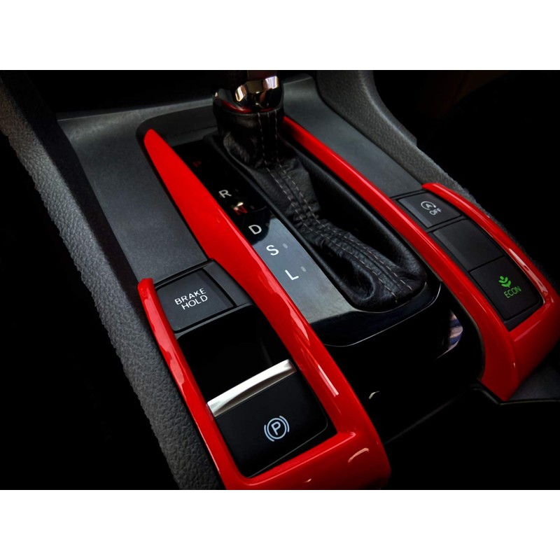 2Pcs ABS Red Interior Gear Shift Panel Frame Cover Decals