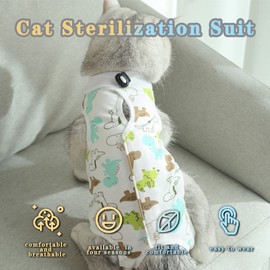 Cat Professional Recovery Suit for Abdominal Wounds or Skin Diseases, E-Collar Alternative for Cats, After Surgery Wear, Pajama Suit