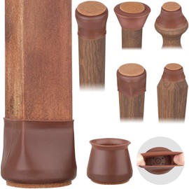 Chair Leg Floor Protectors, Chair Leg Caps for All Shape Chairs Legs, Silicone Furniture Table Chair Leg Covers for Hardwood Floors, Free Moving for Chair Feets [Upgraded],16Pack,Brown