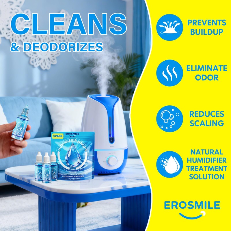 EROSMILE Humidifier Cleaner Drops [3 Pack] Humidifier Water Treatment Cleaning