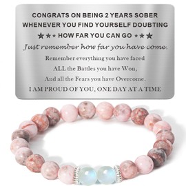 TOLOWOBK Sobriety Gift for Men Women Sober Gifts Beaded Bracelets Sobriety Cards Anniversary Month & Year Recovery Addiction Gifts Milestone AA NA Alcoholics Anonymous Easter Birthday Gifts for Men
