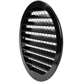 HVAC OV 10" Inch Black Round Aluminum Vent Cover - Air Vent Louver - Soffit Grille Cover - Built-in Aluminum Screen - Grill Cover/Dryer Vent Cover for House, Kitchen, Bathroom, Garage Ventilation