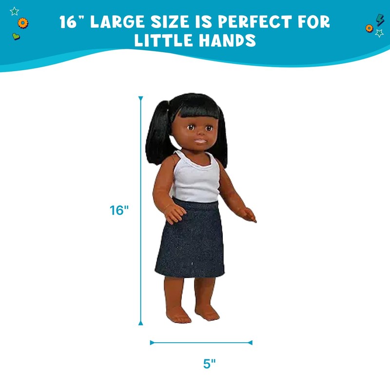Get Ready Kids African/American Girl Doll - 16” Realistic Vinyl