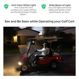 2-Pk Universal Golf Cart Roof Stick On Anywhere One Touch LED Light fits Club Car, Onward, Precedent, EZGO, Yamaha, and Garia carts, USB Rechargeable Puck Designed for Golf cart use, Great Golf Gifts
