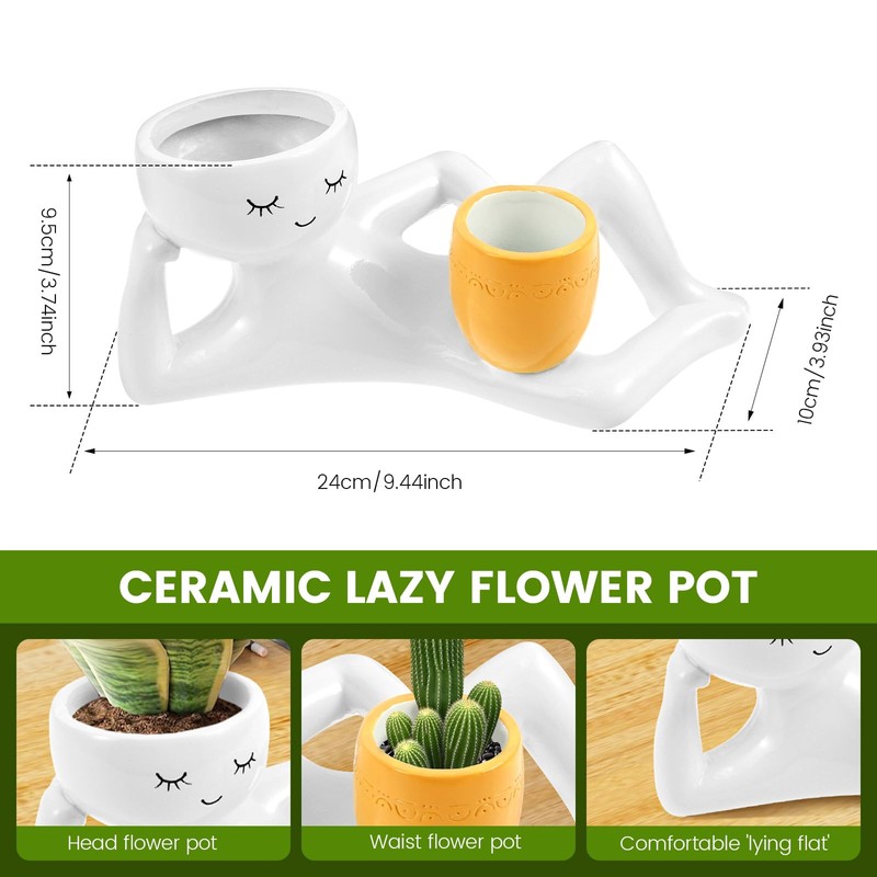 Lazy Guy Planter Resin Funny Planter Pot Efficient Drainage Greenery