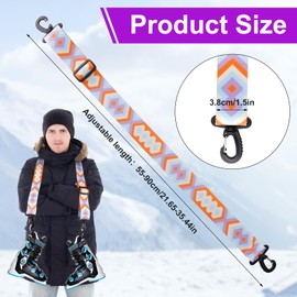 Ski Boot Strap, Adjustable Ski Strap with 360° Swivel Buckle, Ski Shoulder Strap, Roller Skate Lead, Ski Accessories for Skiing, Snowboarding (Purple/Blue)