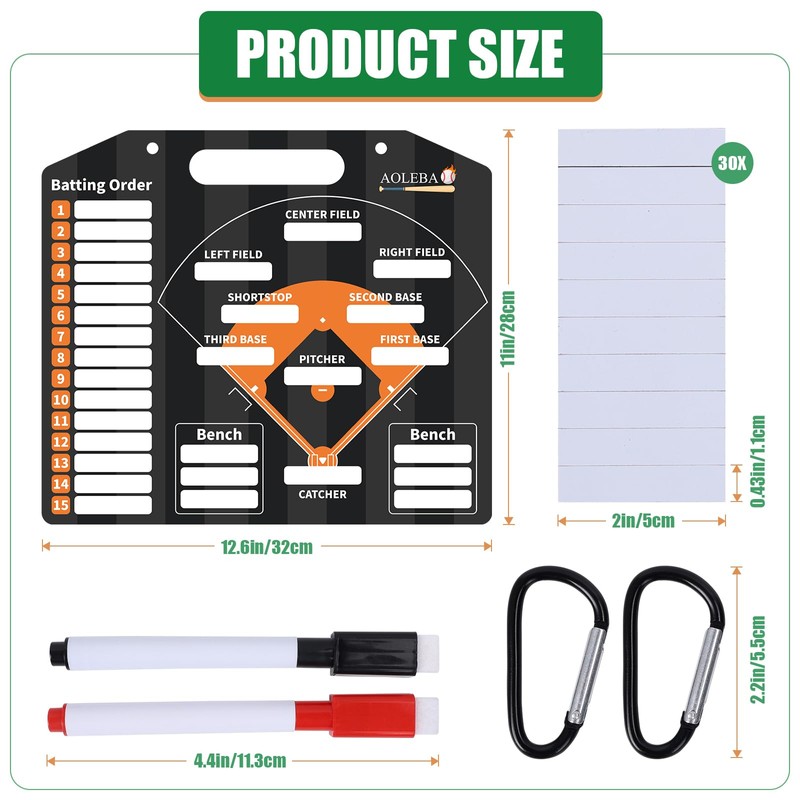 AOLEBA Baseball Lineup Board for Dugout,Dry Erase Magnetic Metal Baseball