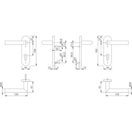 HOPPE 10722509 Stainless Steel Fire Protection Handle Set AMSTERDAM on Short Plate PZ