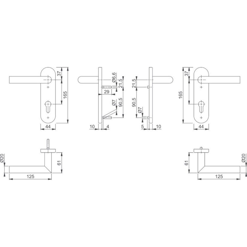 HOPPE 10722509 Stainless Steel Fire Protection Handle Set AMSTERDAM on