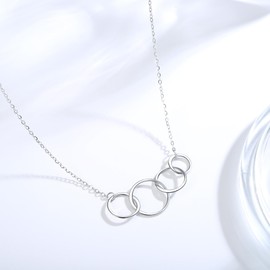 MADAOGO 40th Birthday Gifts for Women, 925 Sterling Silver Necklace, 40th Birthday Necklace, 4 Interlocking Infinity Circles Necklace