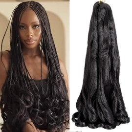 3 Packs French Curly Braiding Hair 55.8 cm Pre Stretched Braiding Hair Loose Wave Spiral Curl Braids Crochet Hair with Curly Ends for Black Women by originea (1B#)
