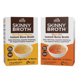 COUNTRY FARMS Skinny Broth 7-Day Plan, Instant Chicken and Beef Bone Broth, 10G Protein, Collagen Type II, Promotes Better Digestion, Bone Health, 7 Day Plan, 14-15g Packets