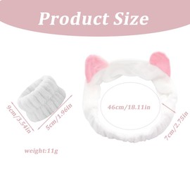 Pack of 2 Cosmetic Hair Bands with 2 Pairs of Make-Up Tape Wrist Wash Band Women Face Wash Bracelets Hair Band Elastic Headband for Women Girls Showers Washing