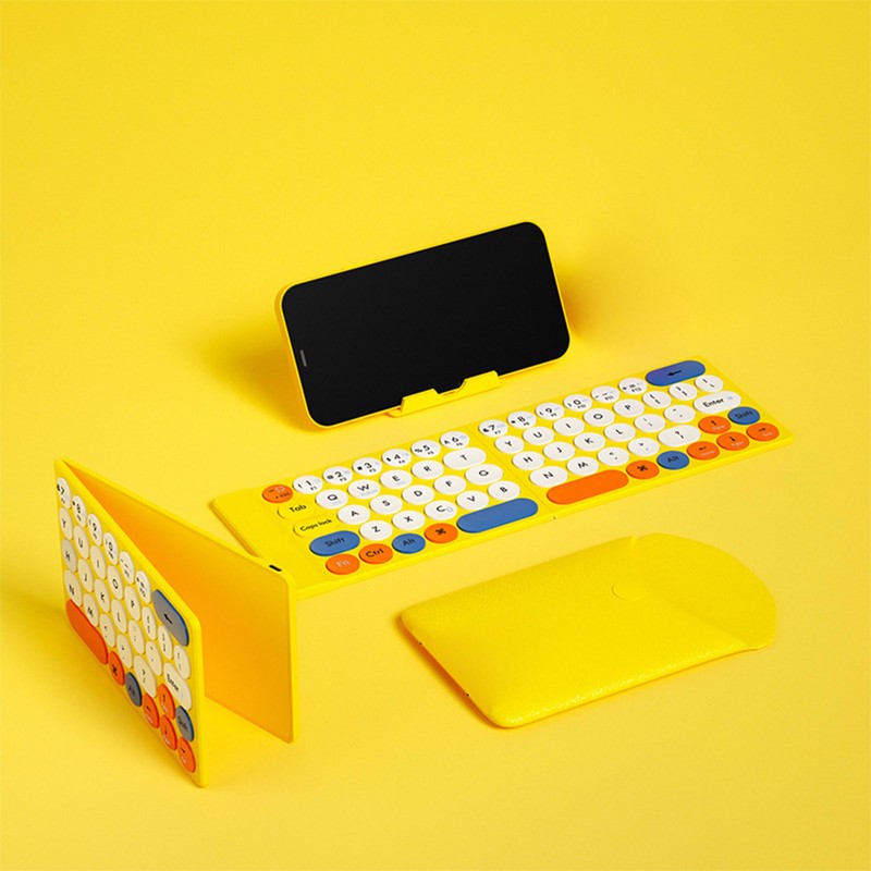 Wireless Keyboard Wireless Foldable Design 65 Keys Quiet Typing Fast