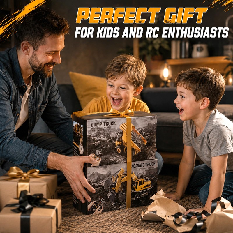 YongnKids 2 Pcs Large Rc Excavator Toy & Dump Truck