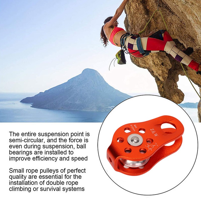 Rock Climbing Pulley Fixed Sideplate Single Sheave Pulley Orange Lift