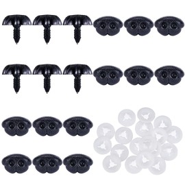 GORGECRAFT 20PCS Plastic Matte Safety Noses with 20PCS Spacer Craft Sew Dog Nose Black Teddy Bear Noses Doll Making Supplies Nose Animal Crochet Noses for Stuffed Animals Jewellery Making Crafts
